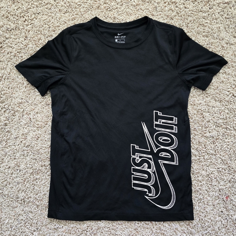 Nike Kid's Black Dri-Fit T-Shirt Just Do It - Large